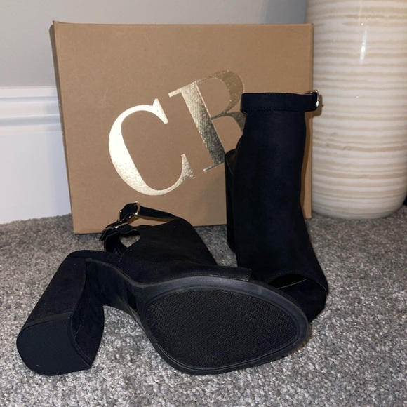 Black Suede Block Heels - Picture 4 of 4